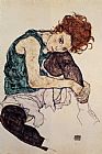 Egon Schiele Famous Paintings - Seated Woman with Bent Knee